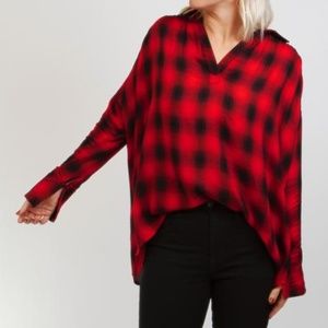 Boho Plaid High Low Top